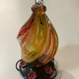 Hand glass blown Ice cream shaped Spiral Hummingbird Feeder